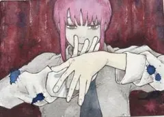 チェンソーマン　ファンアート　マキマ　手描きイラスト　アナログ　水彩