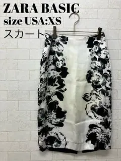 ZARA BASIC タイトスカート 花柄 モノトーン USA XSのサムネイル