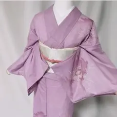 未着用　絽　訪問着　3点セット 洗える夏着物と夏帯締めと帯揚げ　紫桃のサムネイル
