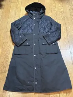 ブラック キルティング ロングコート