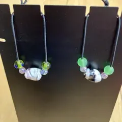 <ハンドメイド>トンボ玉とビーズのヘアゴム(2個)