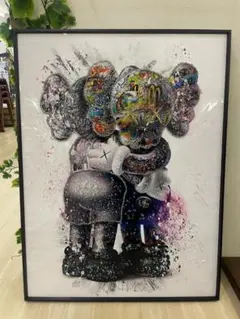 水晶絵 KAWS アートパネル カウズ 立体 絵画 キラキラ アート 壁掛け