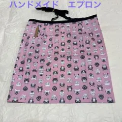 エプロン　ショート丈　カフェエプロン　ハンドメイド　猫　綿