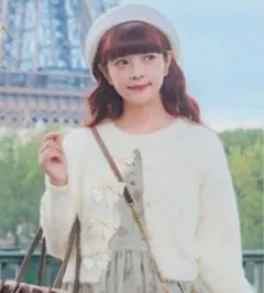 青木美沙子 ニナス nina's リボンファーカーディガン しまむら 白