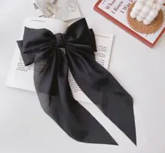 大きめ へアアクセ 黒 ヘアアレンジ へアクリップ 髪留め バレッタリボン