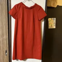 夢*2様 IENA 赤 半袖 ひざ丈ワンピース リボン付き