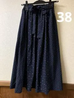 ロペピクニック　スカート　ドット　ネイビー