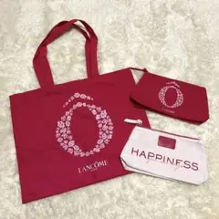 ランコム★ノベルティ　ポーチ2個　エコバッグ　3点セット　非売品　ピンク