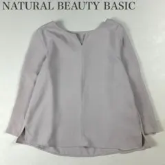 ナチュラルビューティベーシック とろみ キーネック オフィスブラウス 通勤着