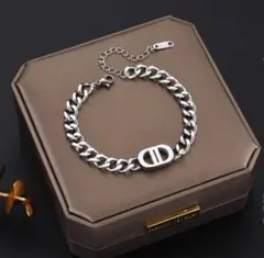 411 シルバー ブレスレット バングル 韓国 チェーン サージカルステンレス