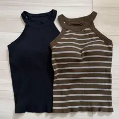 ユニクロ ホルターネックブラタンクトップ　2枚セット