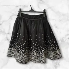 エムズグレイシー 黒 花柄 膝丈スカート 38(M) 日本製(不要品)