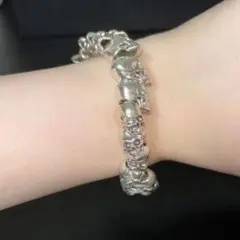 スカルモチーフ メキシカンブレスレット 約19cm ユニセックス　シルバー925