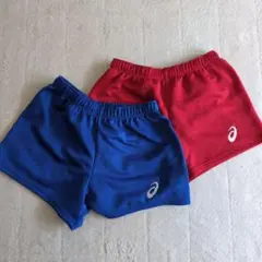 asics ショートパンツ 青 赤 2枚セット