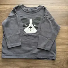 犬の顔プリント 長袖カットソー 90