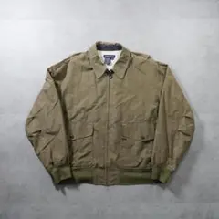 90sノーティカ NAUTICA 襟レザー スイングトップ A-2型 カーキXL