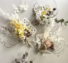 ドライフラワーと透かし編みレースのガーランド⭐︎✳︎ ナチュラル