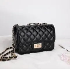 2way キルティング ショルダーバッグ クラッチバッグ ブラック 黒