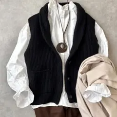 MARGARET HOWELL ブラックニットベスト 2025今季販売 MARGARET HOWELL ブラックニットベスト 2025今季販売 マーガレット