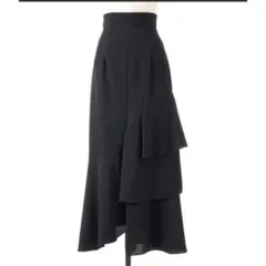 Cocodeal アシメラッフルティアードワンピース　チャコール