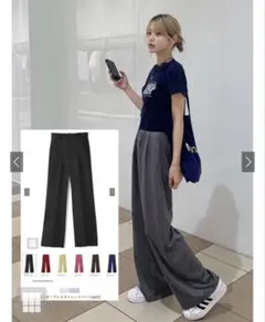 GRL グレイル センタープレスストレートパンツ ai07 ブラック