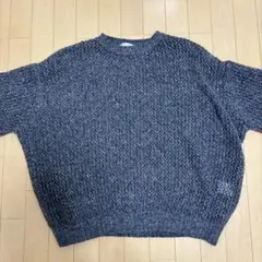 ダークグレー オーバーサイズニット 長袖