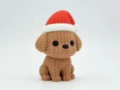イヌ サンタ帽 置物 編みぐるみ風 かわいいインテリア 癒し系デスク雑貨のサムネイル