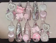 ネイルチップ10個25468 ピンク　ギャル　派手