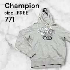 Champion チャンピオン パーカー グレー　フード付き　冬用　古着シンプル