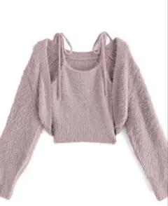 ボレロXリボンキャミソールフェザーニットアンサンブル[mb1522]