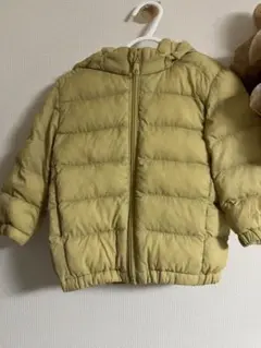 【美品】フード付きイエローダウン　80センチ