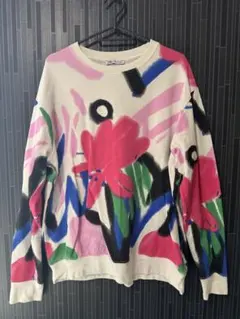 ZARA カラフル花柄クルーネックトレーナー
