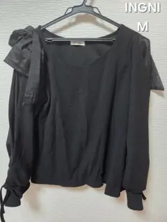 INGNI ブラック M リボン付き長袖トップス
