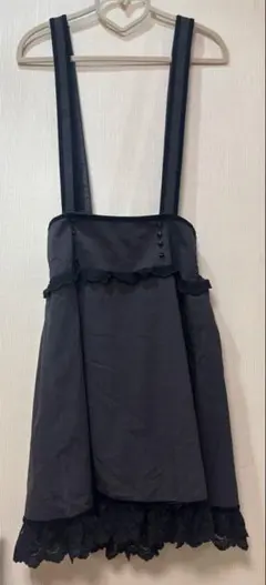 axes femme サスペンダー付きスカート ブラック