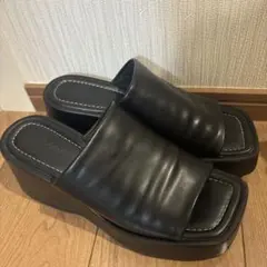 MOUSSY 黒 厚底サンダル L