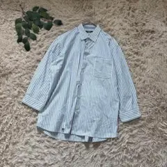 6693✾オリヒカ✾ストライプシャツ【L】ホワイトネイビー/綿100%/ボーダー