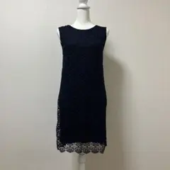 ユニクロ　UNIQLO 総レース　ワンピース　ノースリーブ　ネイビー　大人　春