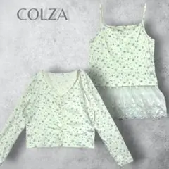 COLZA コルザ 花柄アンサンブル カーディガン キャミソール L レース 白