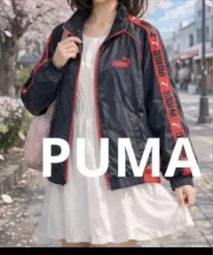 PUMA ジップアップジャケット 黒/赤 150
