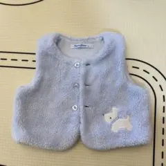 familiar ベビーベスト 80 ライトブルー 犬刺繍