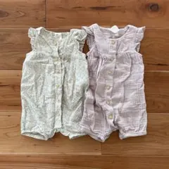 H&M ノースリーブカバーオール/ロンパース 70cm 68cm 2点まとめ売り