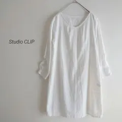 スタディオクリップ レース 刺繍 チュニック ワンピース 白 綿100%