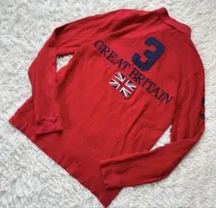 ポロラルフローレン ポロシャツ イギリス国旗 ビッグポニー 背番号3 レッド