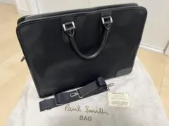 超美品　ポールスミス　ビジネスバッグ　 黒パープル　ブリーフケース