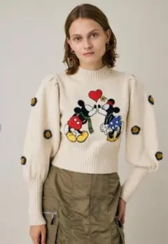 【MD VOLUME SLEEVE ニットトップス】　ディズニー moussy