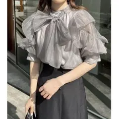 前後2WAYラッフルブラウス　NICE CLAUP　ナイスクラップ