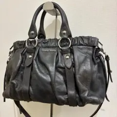 美品】ADMJ アクセソワ ボストンバッグ ハンドバッグ シャーリング 黒 