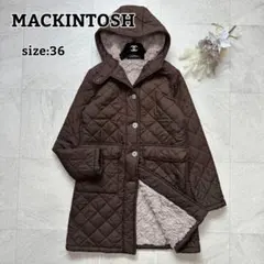 英国製【マッキントッシュ】キルティング ボアコート ロング グランジ 茶 36