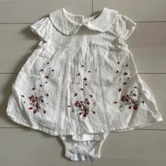 今だけ値下げ！プティマイン イチゴ柄レース ロンパース 80cm