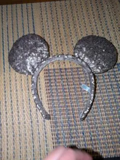 ミッキーマウス耳型カチューシャ シルバーブラック